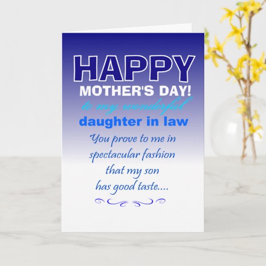 grappige schoondochter moederdag kaart (Gele Bloem)