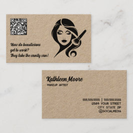 Grappige schoonheidsspecialiste make-up QR Visitekaartje