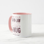 Grappige schoonmoeder roze mok schoonzoon cadeau (Voorkant links)