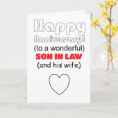 Grappige schoonzoon en dochter huwelijksverjaardag kaart (Gele Bloem)