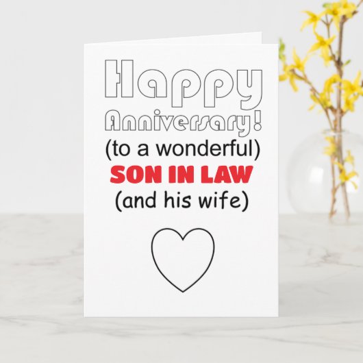 Grappige schoonzoon en dochter huwelijksverjaardag kaart (Gele Bloem)