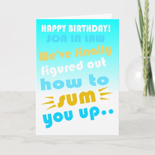 Grappige schoonzoon gelukkige verjaardagswens kaart (Voorkant)