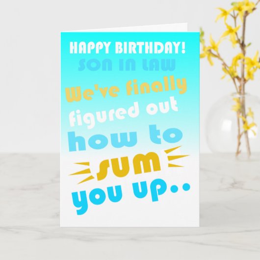 Grappige schoonzoon gelukkige verjaardagswens kaart (Gele Bloem)