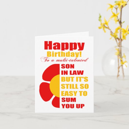 grappige schoonzoon verjaardagswens kaart (Gele Bloem)