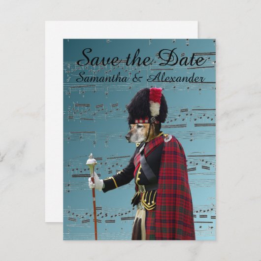 Grappige Schotse bruiloft bewaar de datum Aankondigingskaart (Voorkant / Achterkant)