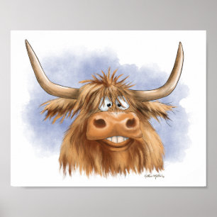 Grappige Schotse Hooglandkoe cartoon Poster