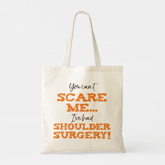 Grappige schouderoperatie herstel ‘schrik’ tote bag (Achterkant)