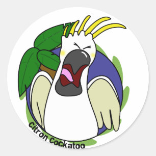 Grappige schreeuwende Citron Kaketoe Ronde Sticker