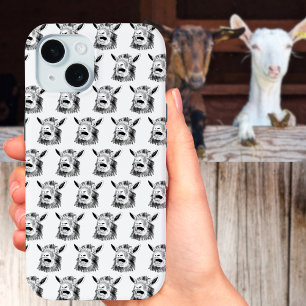 Grappige Schreeuwende Geit Tekening Quirky Dieren  iPhone 15 Case