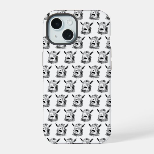 Grappige Schreeuwende Geit Tekening Quirkye Dier K iPhone 15 Case (Achterkant)