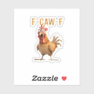 Grappige Schreeuwende Kip F Kraai F Humor Sticker
