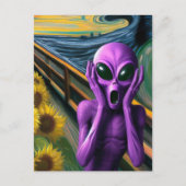 Grappige schreeuwende Paarse Alien Fine Art Parodi Briefkaart (Voorkant)