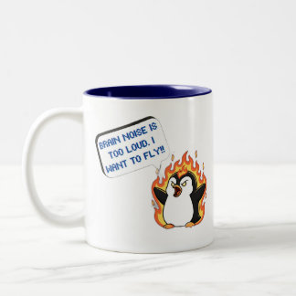 Grappige Schreeuwende Pinguïn Hersenen Lawaai Te H Tweekleurige Koffiemok
