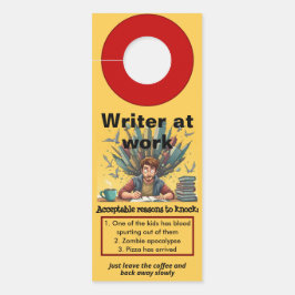 Grappige schrijver aan het werk deur hanger