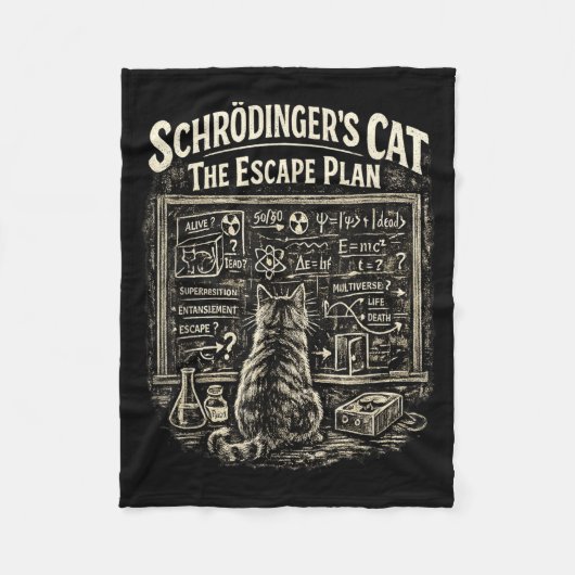 Grappige Schrödingers Kat Ontsnappingsplan Wetensc Fleece Deken (Voorkant)