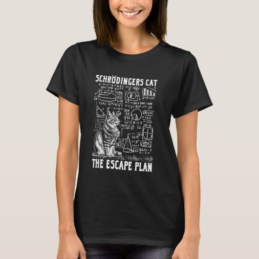 Grappige Schrödingers Kat Ontsnappingsplan Wetensc T-shirt (Voorkant)