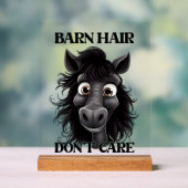 Grappige schuur haar paard word art acryl bord (Neutraal)