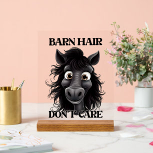 Grappige schuur haar paard word art acryl bord