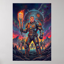 Grappige Sci-Fi Comic Alien Grill Meester Pop Art