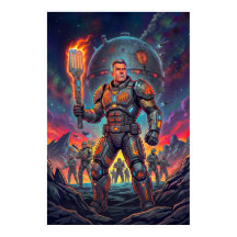 Grappige Sci-Fi Comic Alien Grill Meester Pop Art