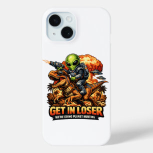 Grappige Sci-Fi Fantasy Meme Kunst, Alien Rijdt op iPhone 15 Case