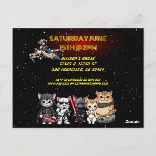 Grappige Science Fiction Kitten Kat Aangepaste Uit Briefkaart (Achterkant)