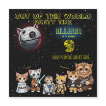 Grappige Science Fiction Kitty Cat Custom Invitati