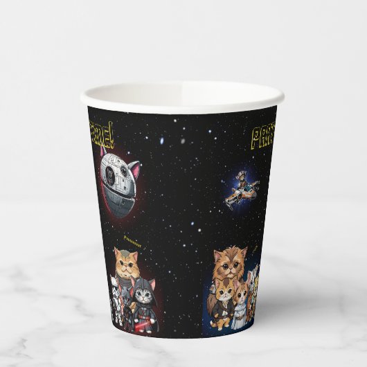 Grappige Science Fiction Kitty Cat Custom Invitati Papieren Bekers (Links)