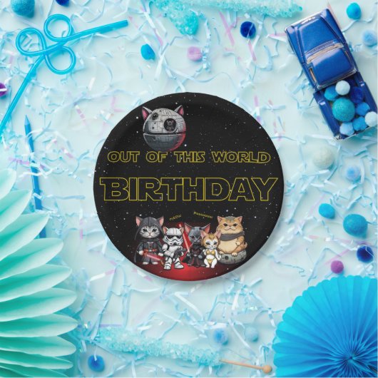 Grappige Science Fiction Kitty Cat Custom Invitati Papieren Bordje (Feest)