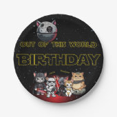 Grappige Science Fiction Kitty Cat Custom Invitati Papieren Bordje (Voorkant)