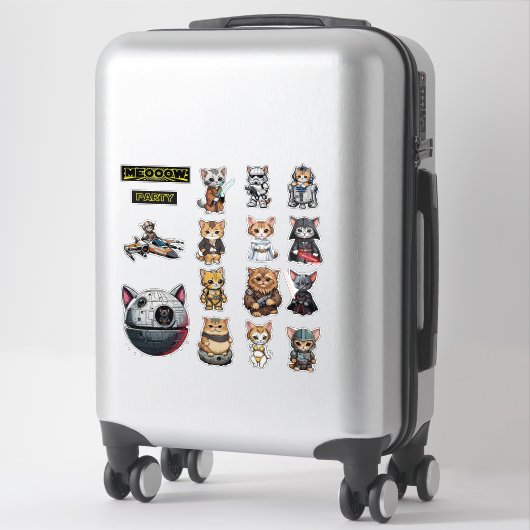 Grappige Science Fiction Kitty Cat Custom Invitati Sticker (Koffer)