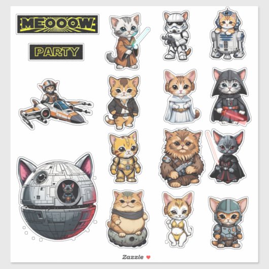 Grappige Science Fiction Kitty Cat Custom Invitati Sticker (Vel)