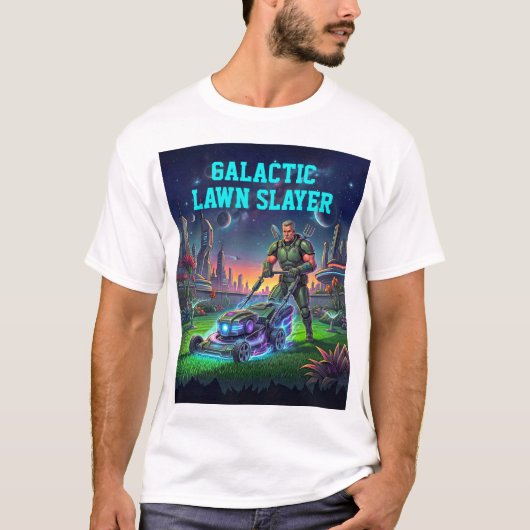 Grappige Science-Fiction Kosmische Grasmaaier Retr T-shirt (Voorkant)