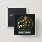Grappige Science-Fiction-Marine-Oranje Katten Roke Vierkante Button 5,1 Cm (Voorkant /achterkant)