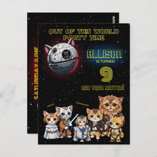 Grappige Sciencefiction Kittenkat Aangepaste Uitno Briefkaart (Voorkant / Achterkant)