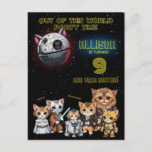 Grappige Sciencefiction Kittenkat Aangepaste Uitno Briefkaart (Voorkant)