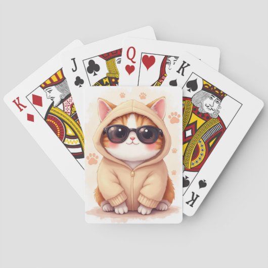 Grappige Scottish Fold Kawaii Kat Pokerkaarten (Achterkant)