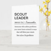 Grappige scoutleider definitie kaart bedank cadeau (Gele Bloem)