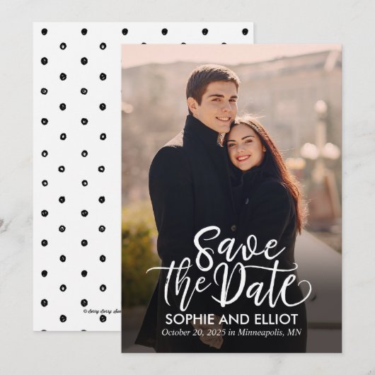 Grappige Script Trouw Save The Date Kaarten (Voorkant / Achterkant)