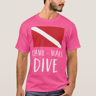 Grappige Scuba Diving Diver Flag Scuba Crawl Walk T-shirt