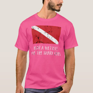 Grappige Scuba Diving Diver Flag Scuba Shark T-shirt