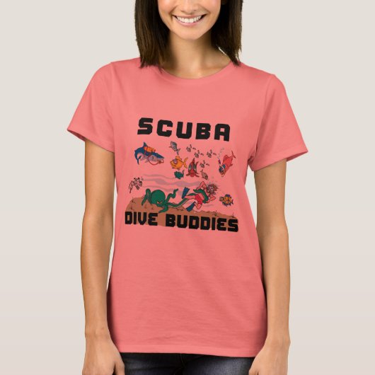Grappige SCUBA-duikbuddy vrouwen T-shirt (Voorkant)
