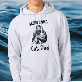Grappige Scuba Duiken Kat Papa Zwart op wit Hoodie