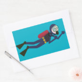 GRAPPIGE SCUBA DUIKER, TANK EN MASKER SCUBA GEAR RECHTHOEKIGE STICKER (Envelop)
