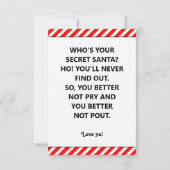 Grappige Secret Santa Kerstkaart Kaart (Achterkant)