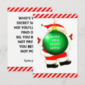 Grappige Secret Santa Kerstkaart Kaart (Voorkant / Achterkant)