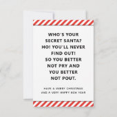 Grappige Secret Santa Kerstkaarten Kaart (Achterkant)