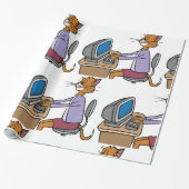 Grappige secretaris Cat Cartoon Office Humor Cadeaupapier (Uitgerold)