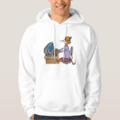 Grappige secretaris Cat Cartoon Office Humor Hoodie (Voorkant)