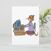 Grappige secretaris Cat Cartoon Office Humor Kaart (Staand voorkant)